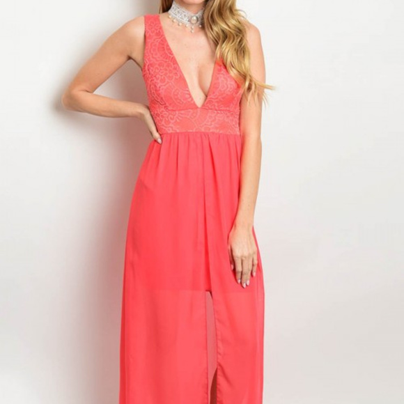 YOYO5 Dresses & Skirts - CORAL MAXI DRESS